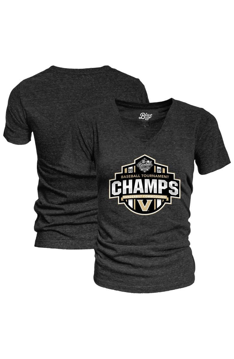 BLUE 84 Women's Blue 84 Black Vanderbilt Commodores 2025 SEC Baseball Conference Tournament Champions Locker Room V-Neck T-Shirt, Main, color, 