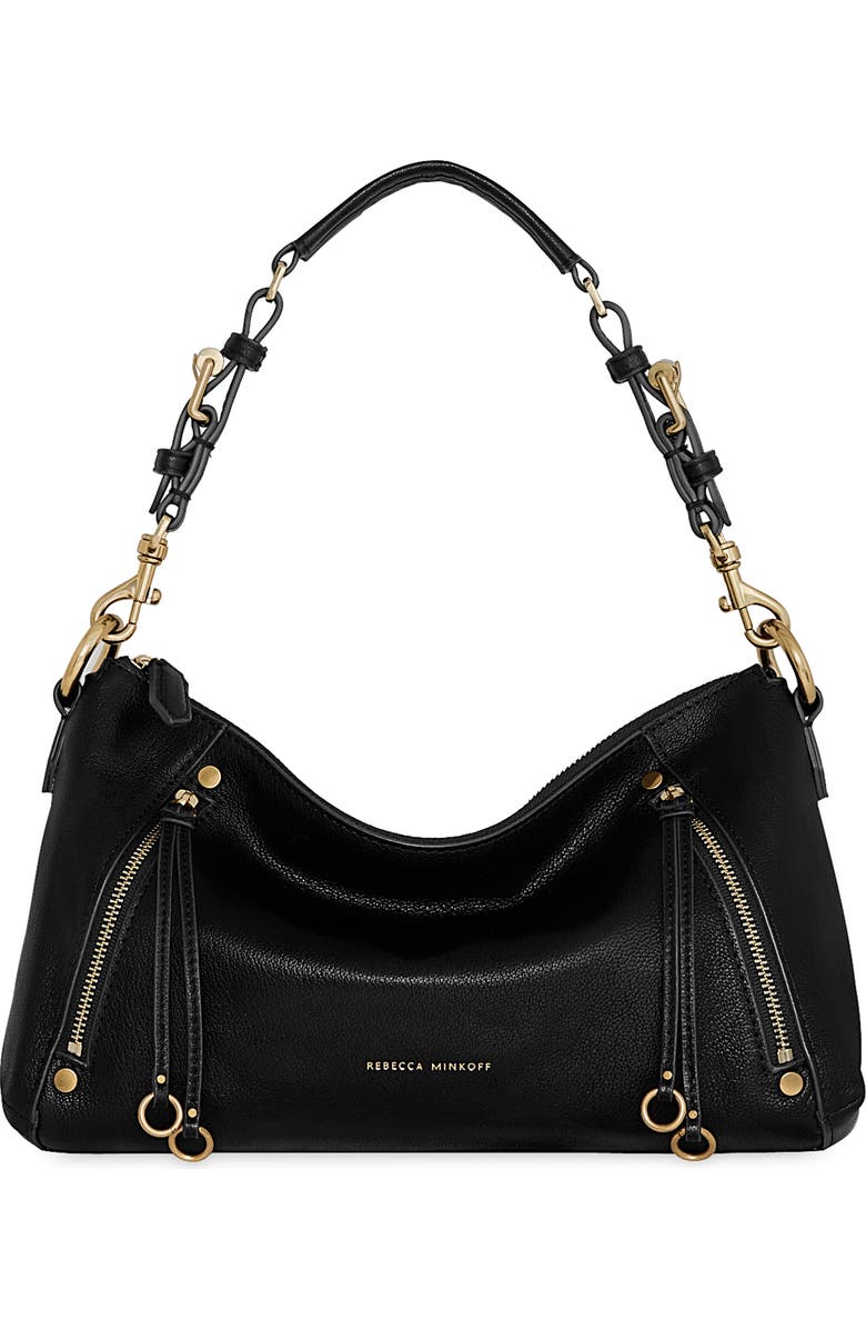Rebecca Minkoff Small Rivington Leather Shoulder Bag, Main, color, Black