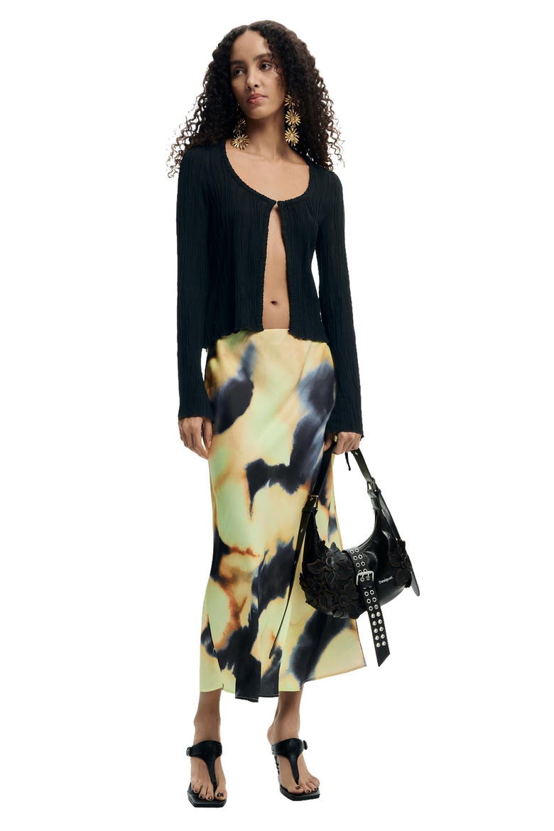 A-Line Midi Skirt, Alternate, color, BLACK