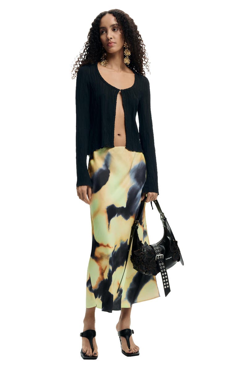 Desigual A-Line Midi Skirt, Alternate, color, Black