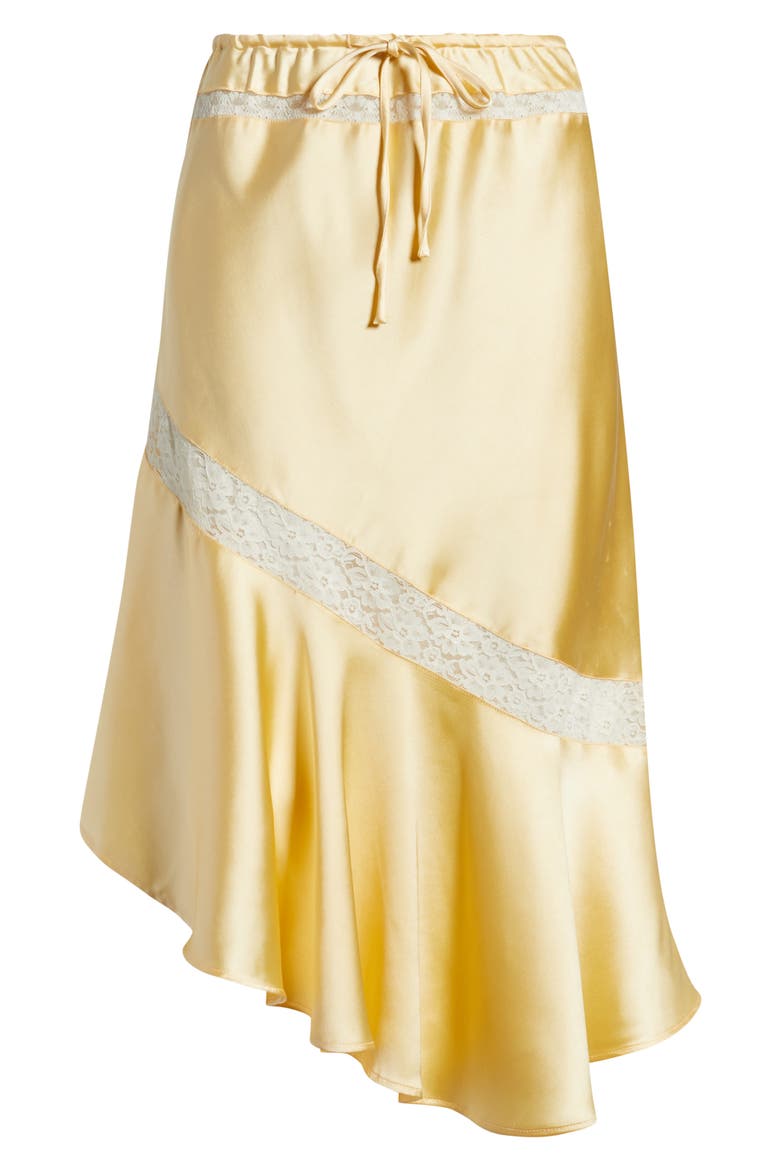 Delphia Lace Inset Asymmetric Satin Skirt, Alternate, color, YELLOW