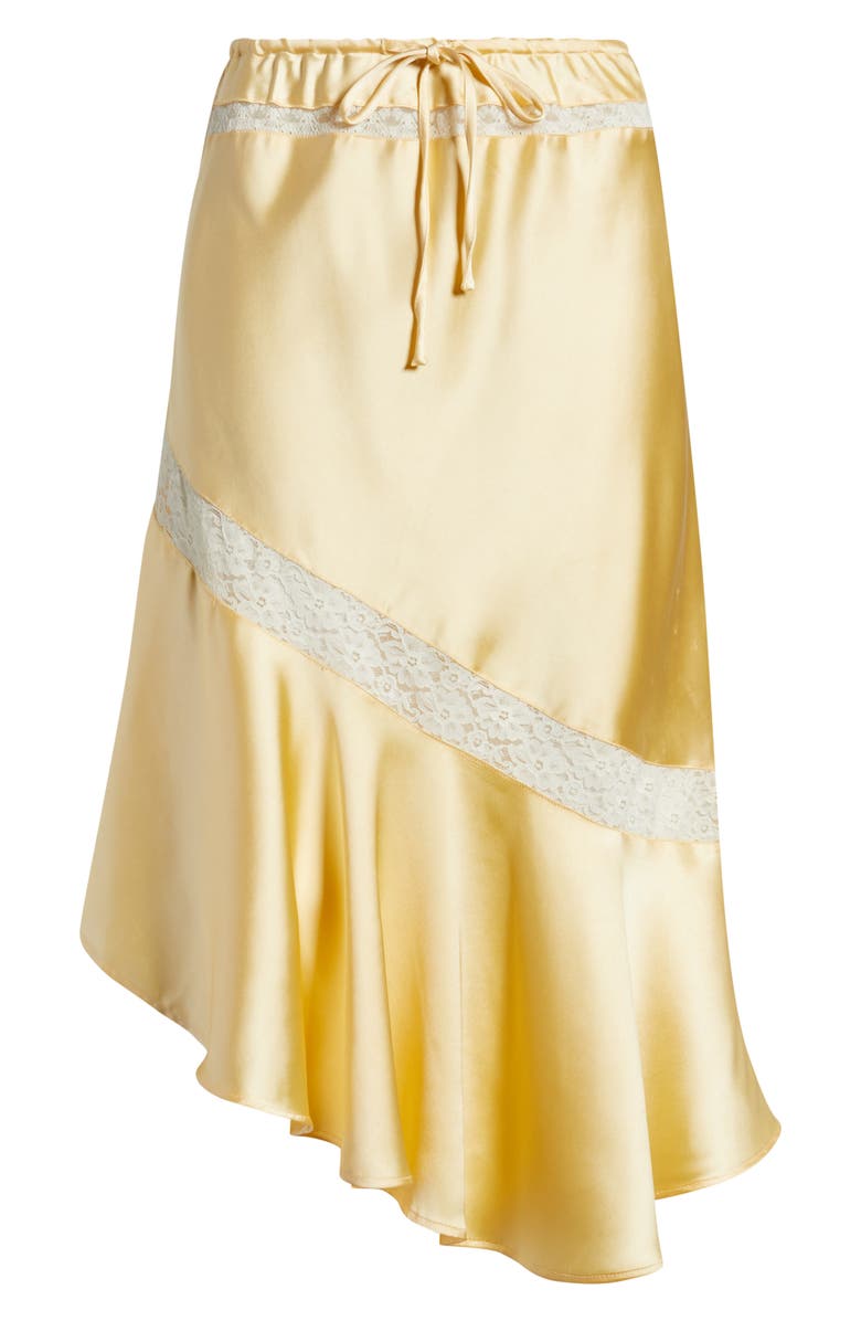 Damson Madder Delphia Lace Inset Asymmetric Satin Skirt, Alternate, color, Yellow