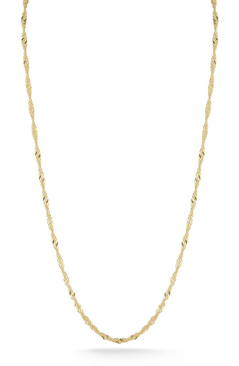 GLAZE JEWELRY 18K Gold Plated Silver Singapore Necklace, Main, color, Gold