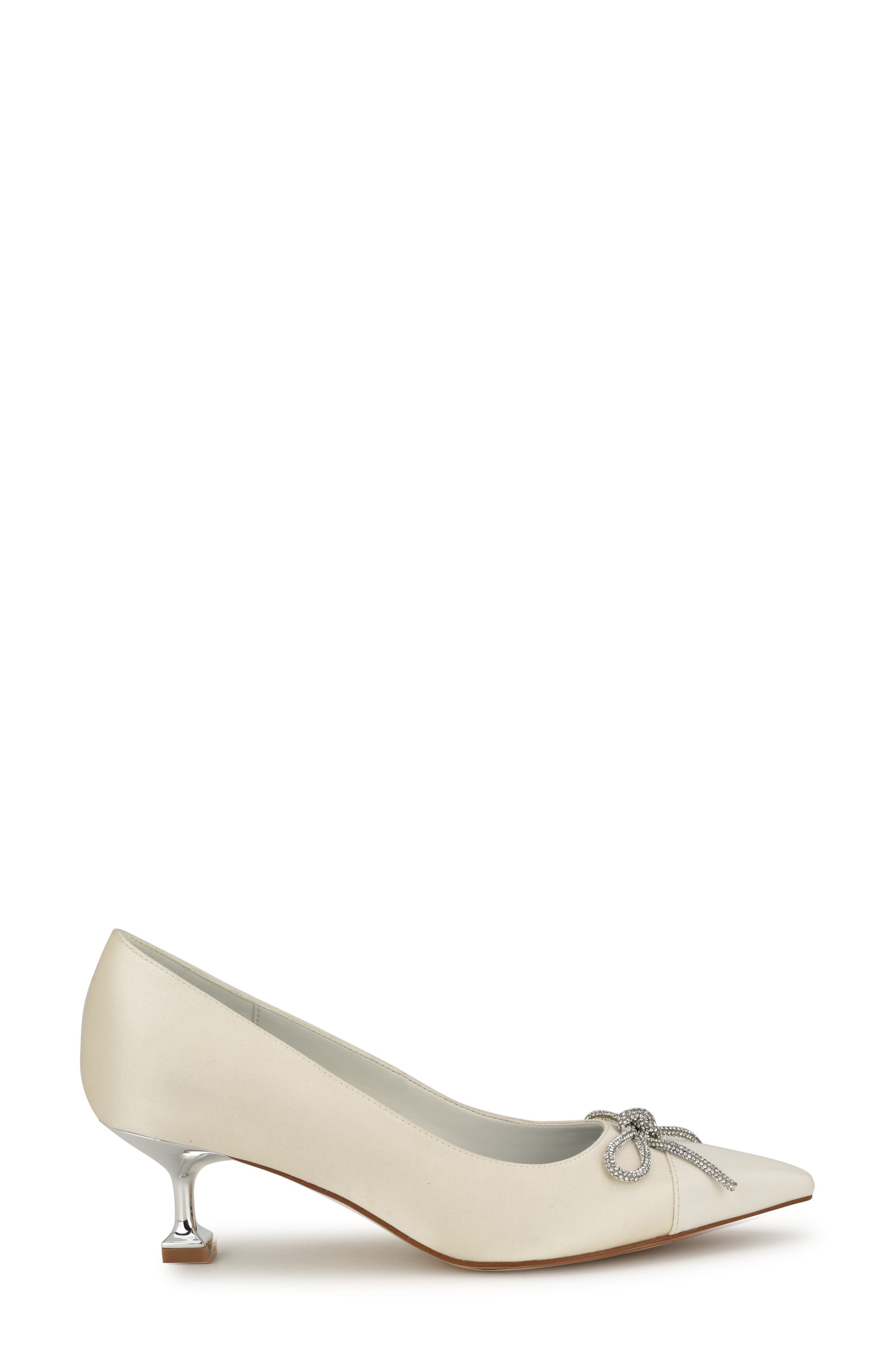Nine West Wendon Pointed Cap Toe Kitten Heel Pump, Alternate, color, Ivory