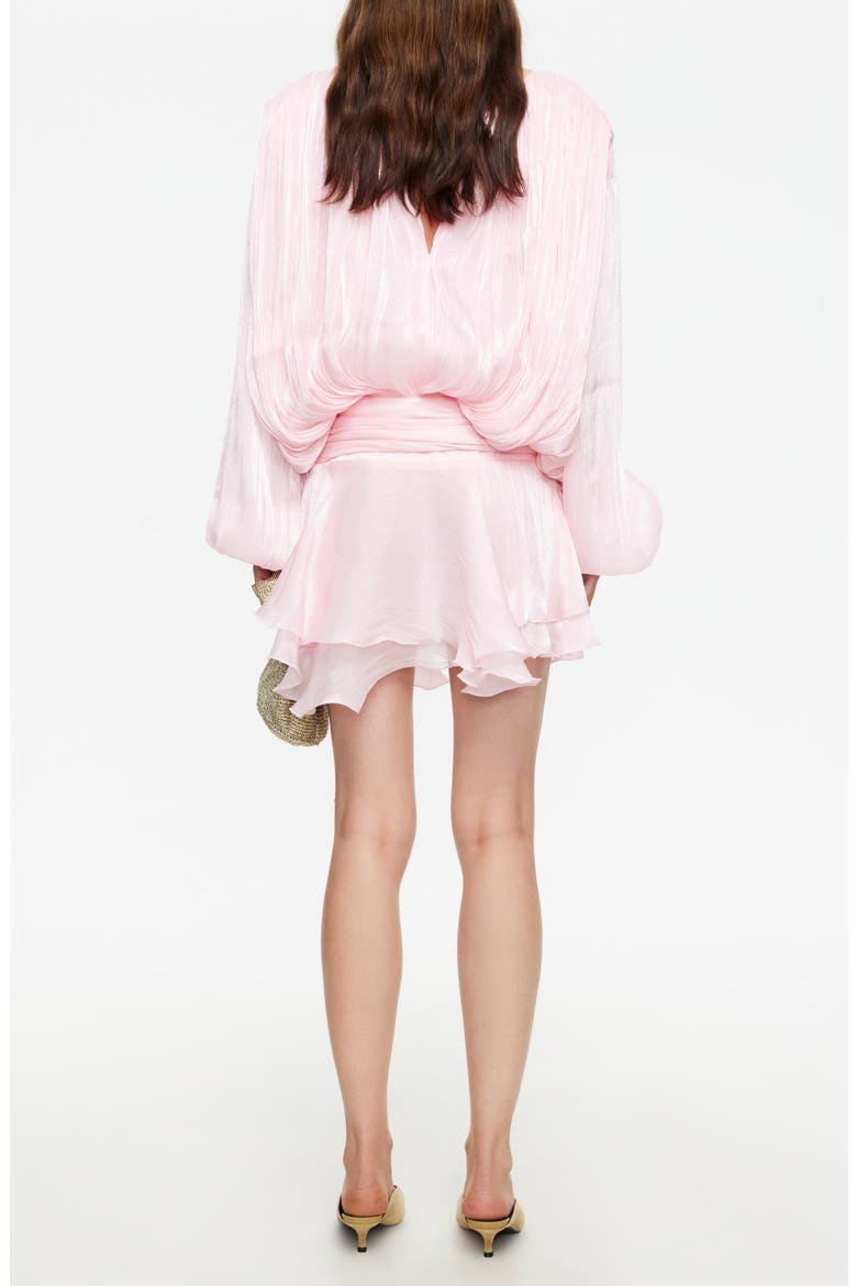 Elements Pleated Long Sleeve Minidress, Alternate, color, BABY PINK