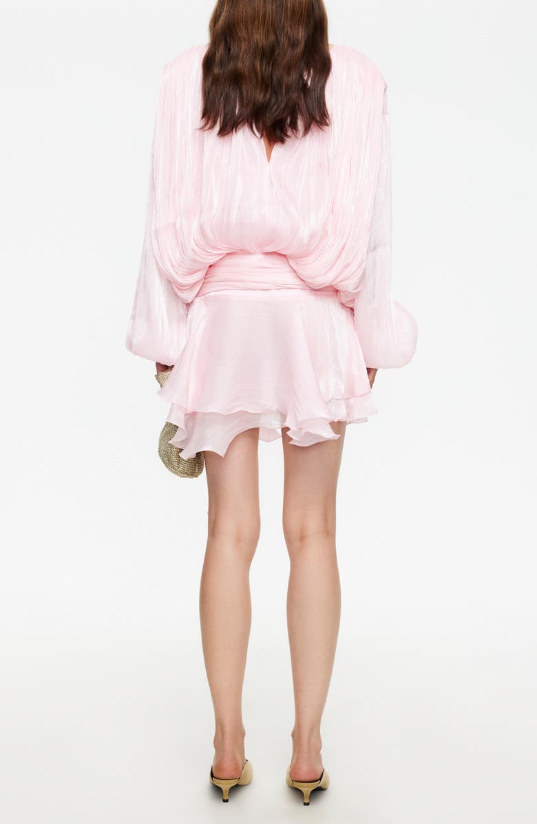 LIONESS Elements Pleated Long Sleeve Minidress, Alternate, color, Baby Pink