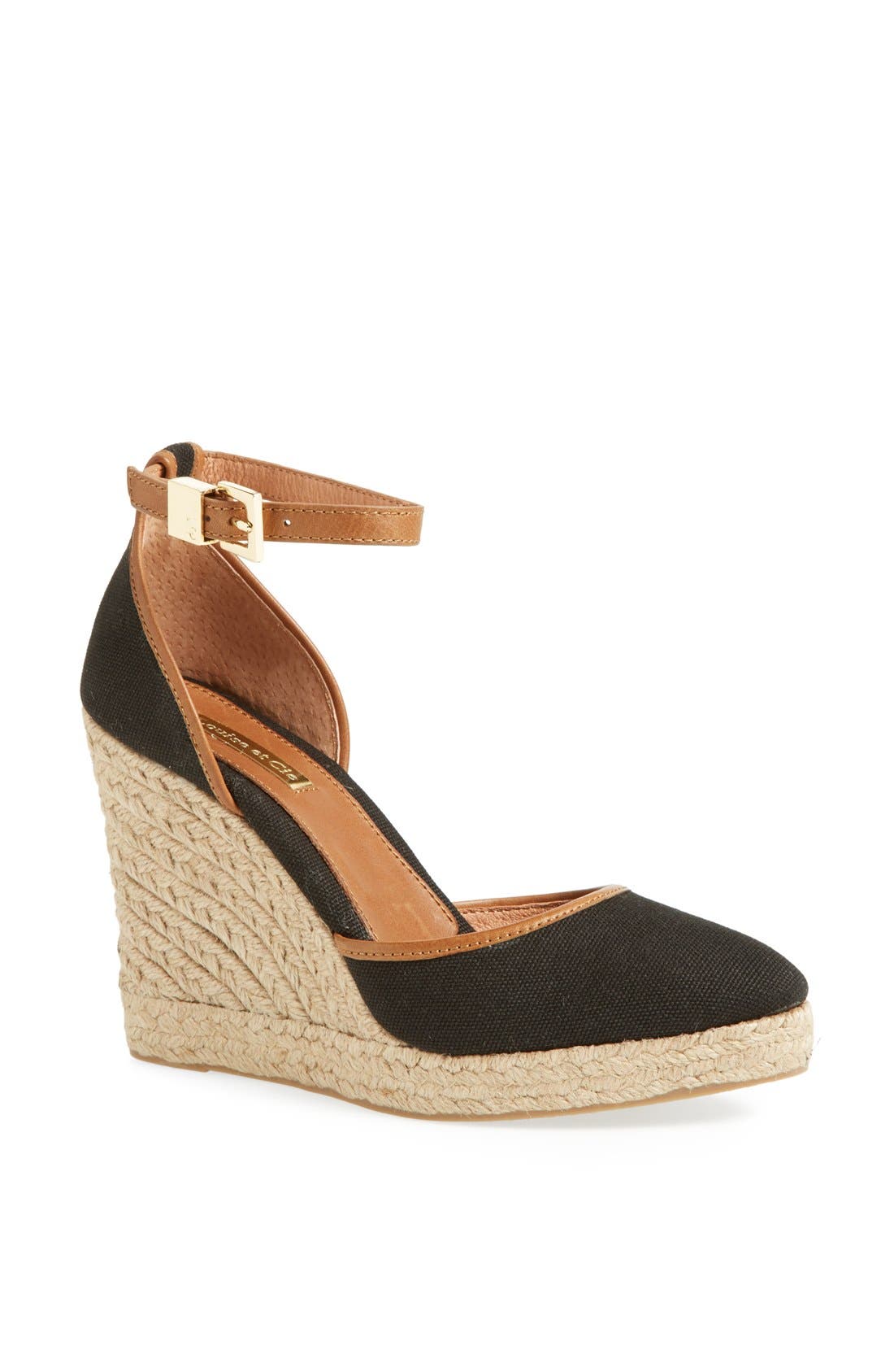 'Palma' Espadrille Wedge, Main, color, BLACK/ BUTTERNUT
