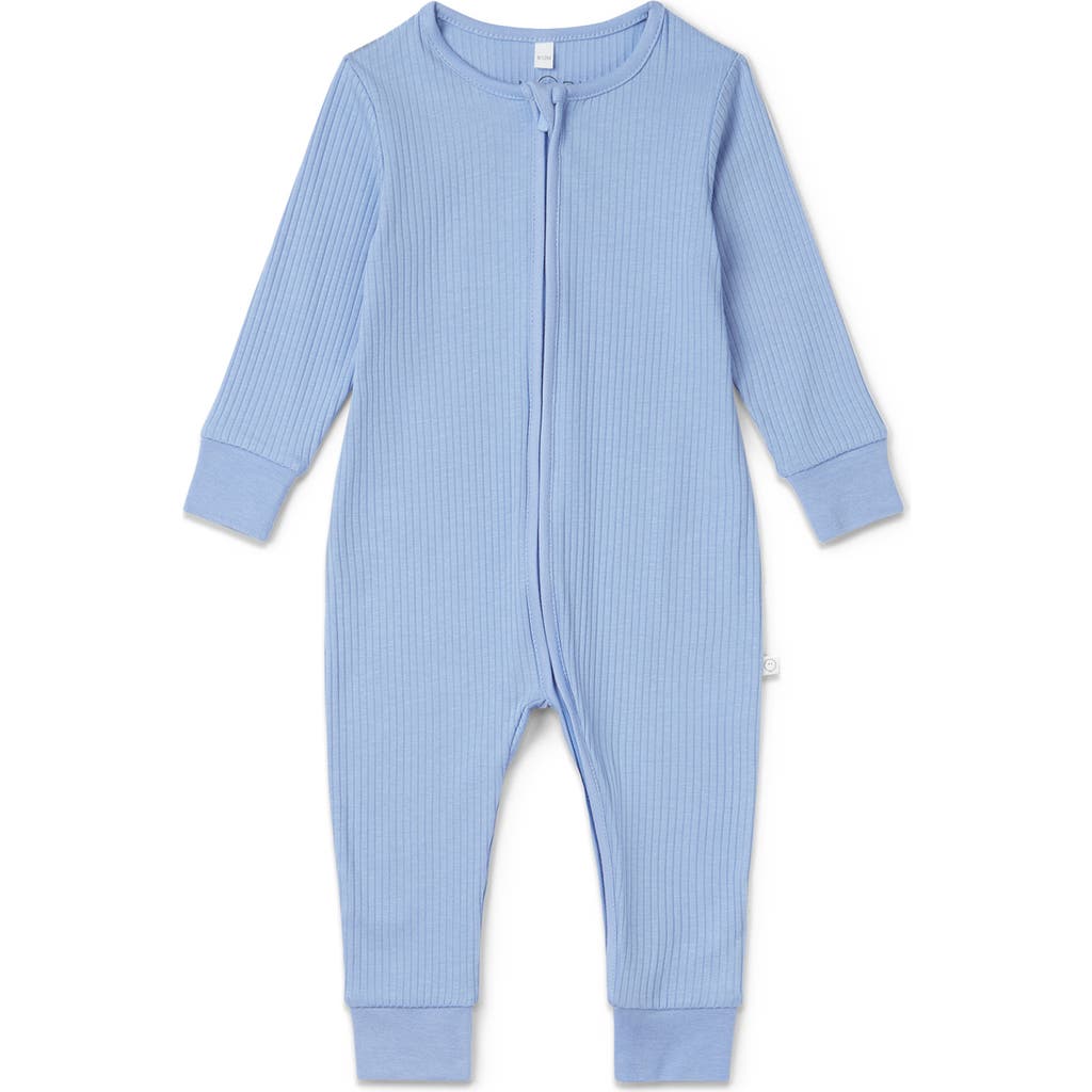 Mori Kids' Stripe Rib One-piece Romper In Hydrangea