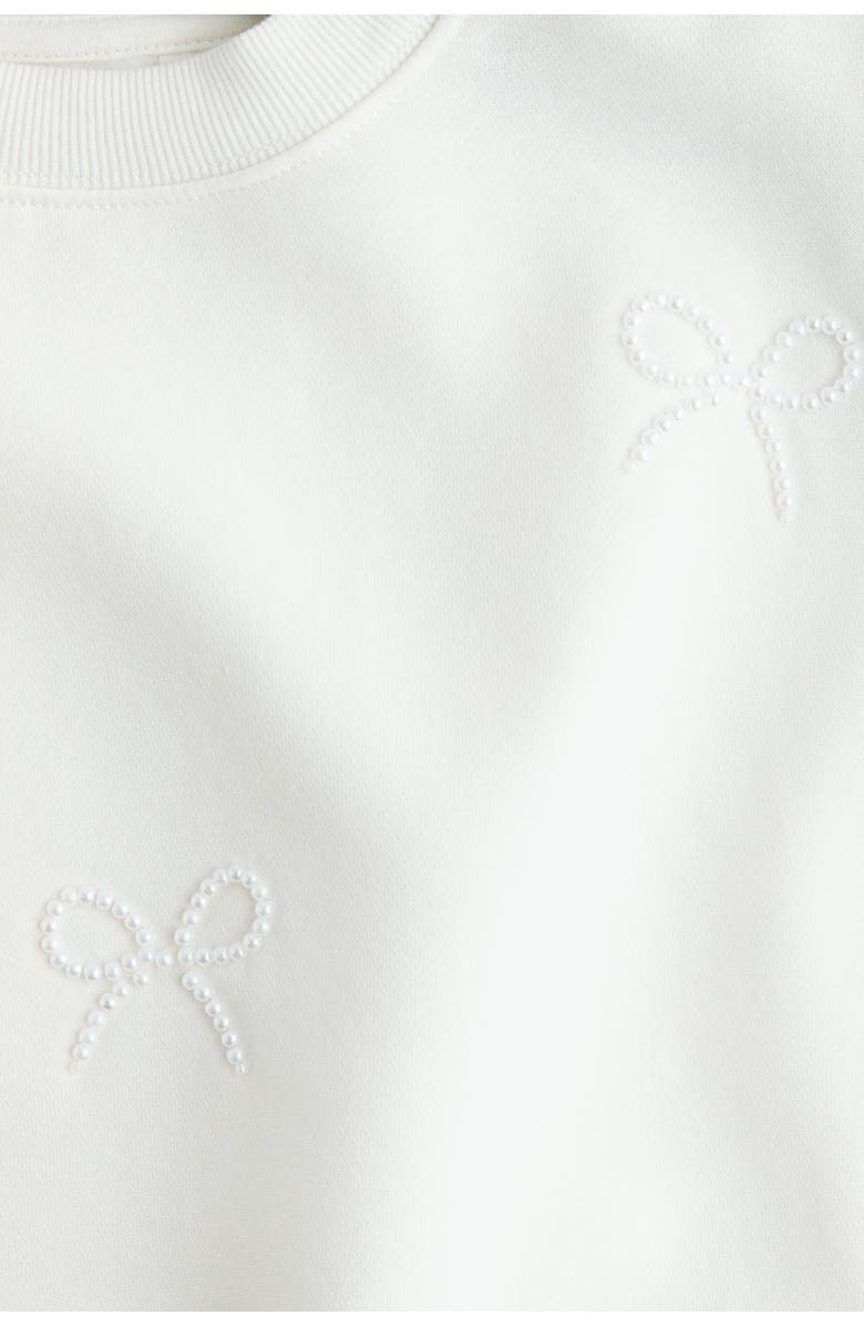 H&M Motif-detail Sweatshirt, Alternate, color, White/Bows