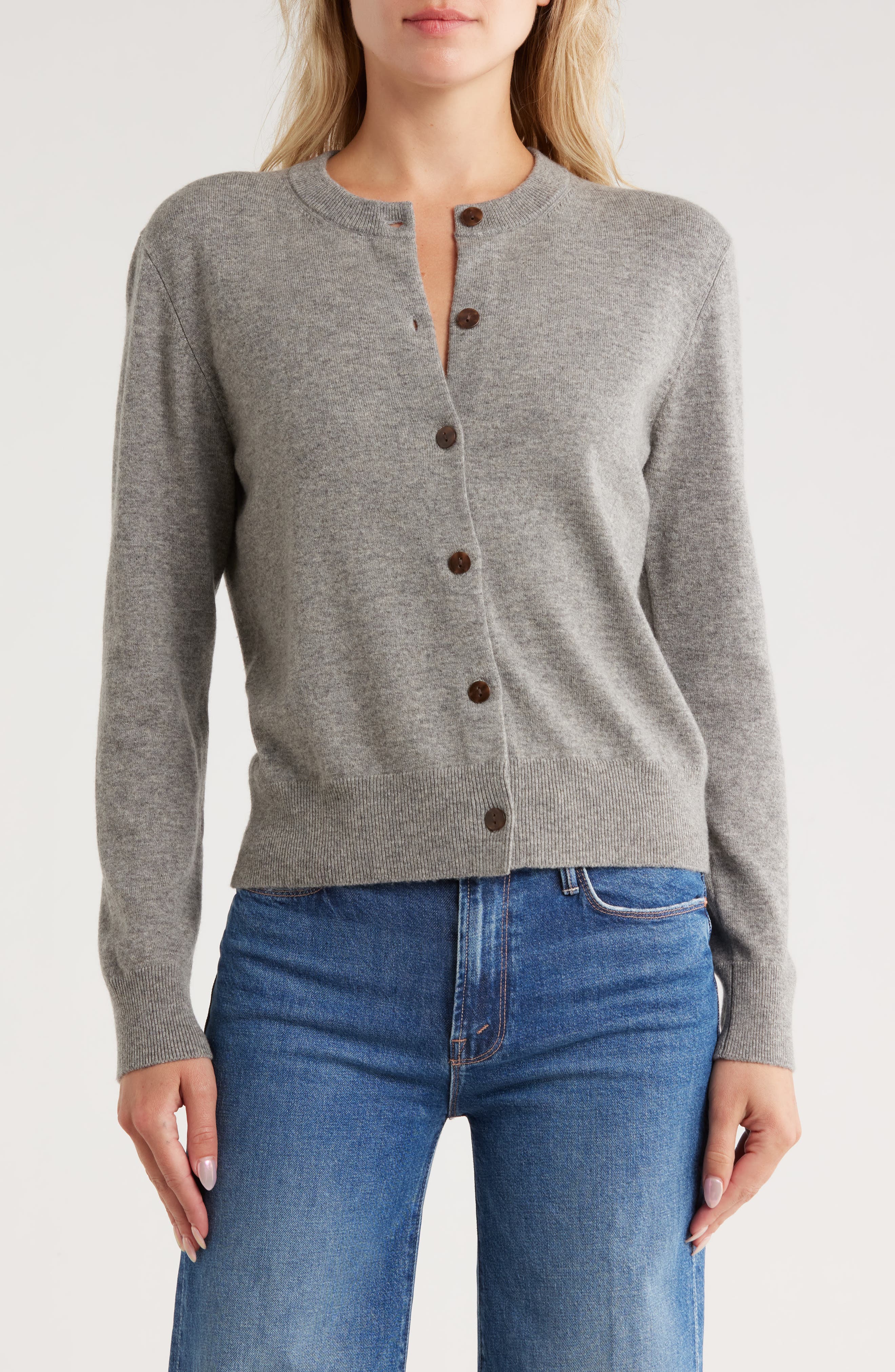 Vince Crewneck Wool Blend Cardigan