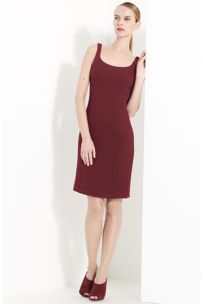 Wool Crepe Sheath Dress, Main, color, BORDEAUX