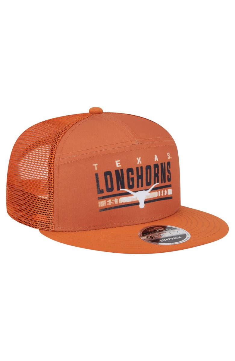 New Era Men's New Era Orange Texas Longhorns Split Panel 9FIFTY Snapback Trucker Hat, Alternate, color, 