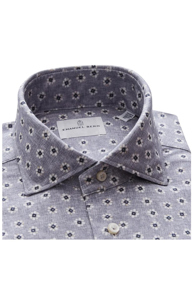 4Flex Modern Fit Floral Knit Button-Up Shirt, Alternate, color, MEDIUM GREY