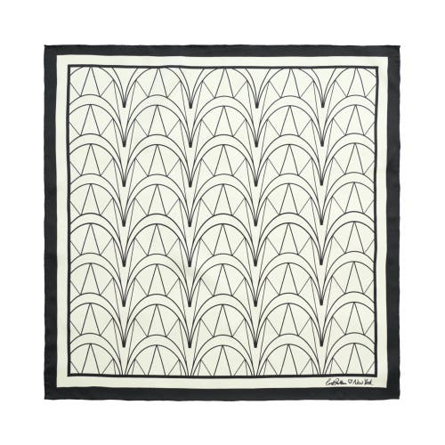 Lost Pattern Nyc "chrysler" Silk Bandana Scarf In Neutral