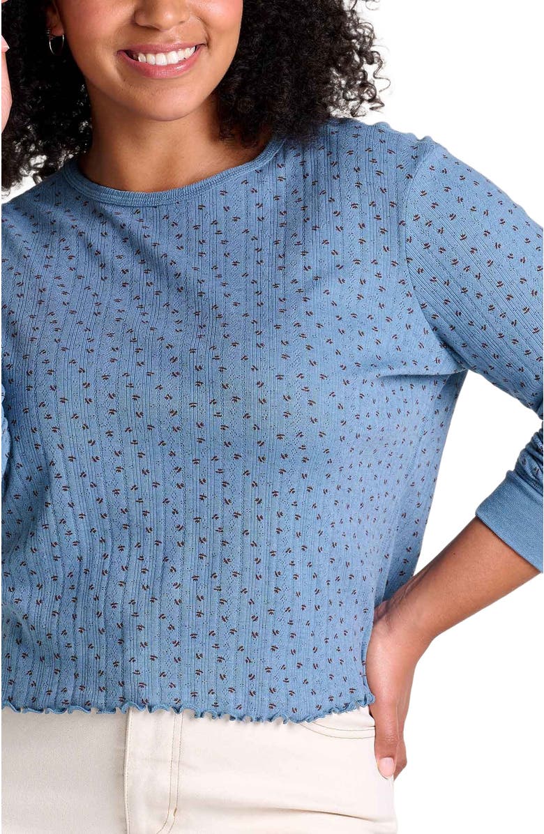 Toad & Co Foothill Pointelle Long Sleeve Crew II, Alternate, color, North Shore Ditsy Print