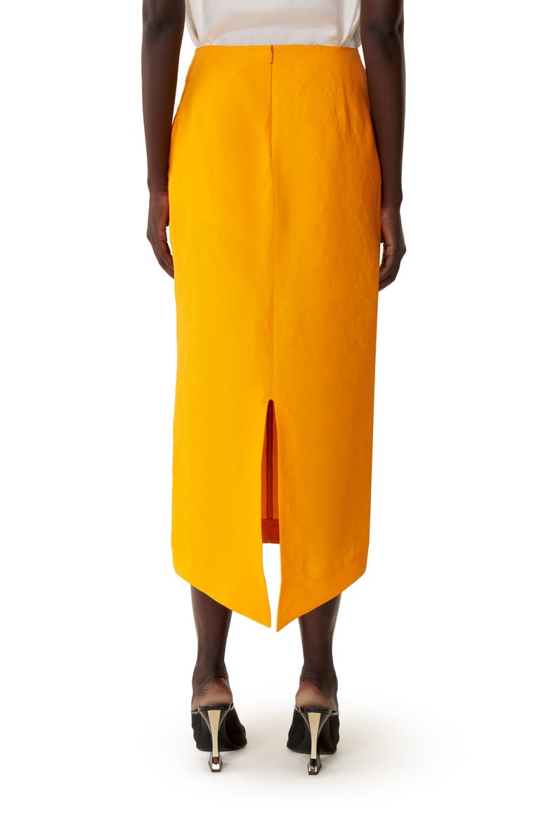 Asymmetrical Midi Skirt In Paper And Viscose, Alternate, color, Mandarin