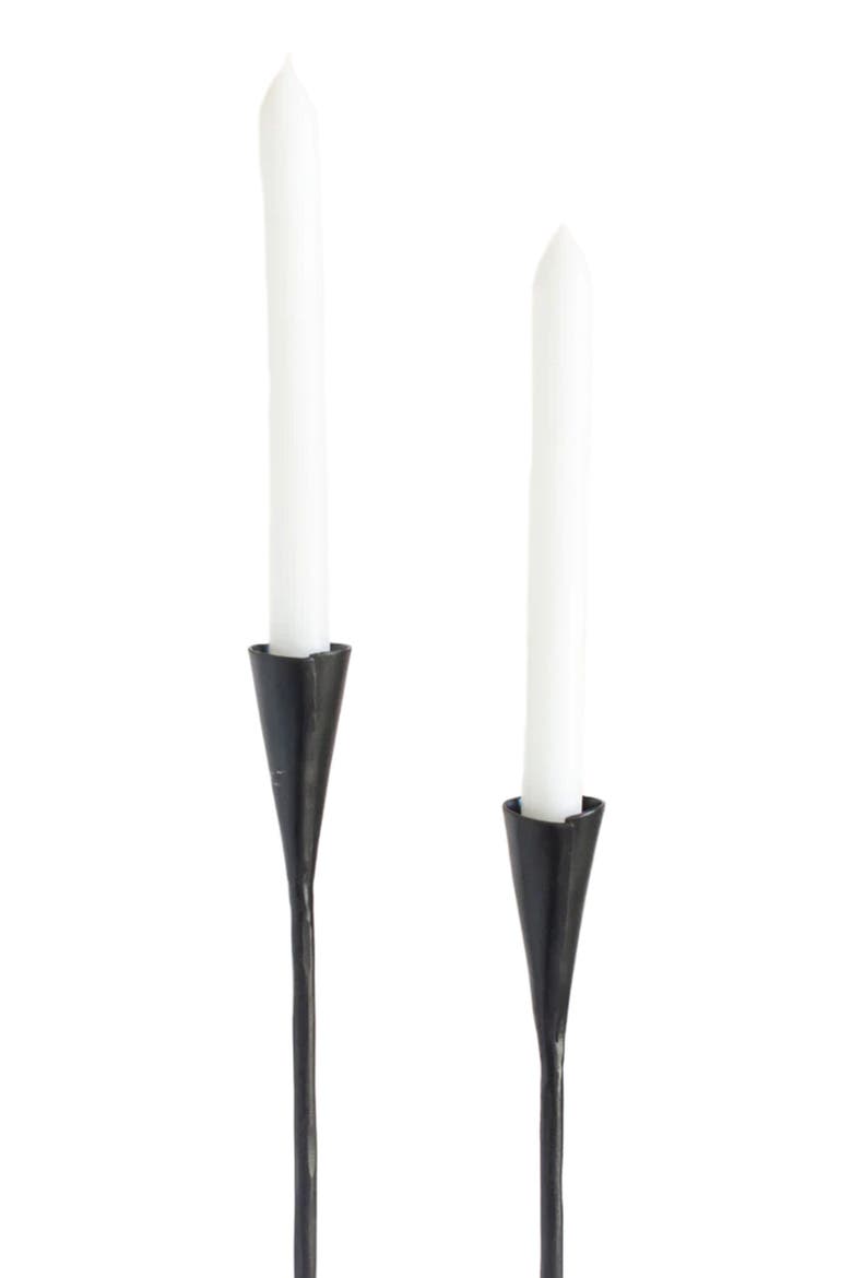Phoenix Hand-Forged Iron Candle Stands - Set of 2, Alternate, color, Black