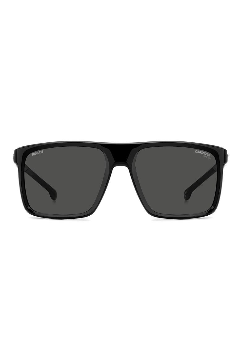 x Ducati 57mm Rectangular Sunglasses, Main, color, BLACK/ LIGHT GREY FT