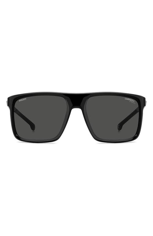 Carrera Eyewear X Ducati 57mm Rectangular Sunglasses In Black/light Grey Ft