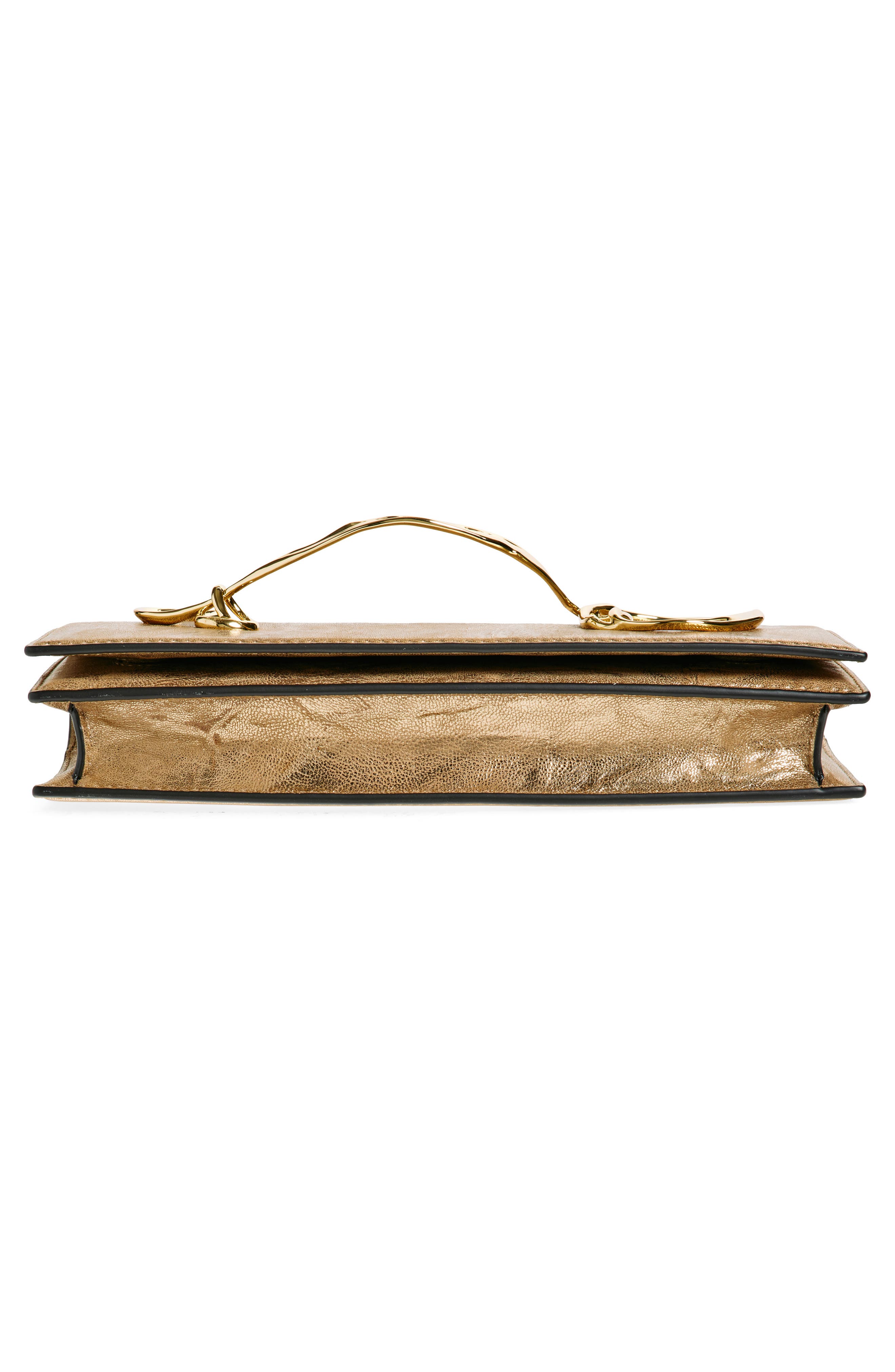 Alexis Bittar TWISTED GOLD SIDE HANDLE CLUTC, Alternate, color, Antique Gold