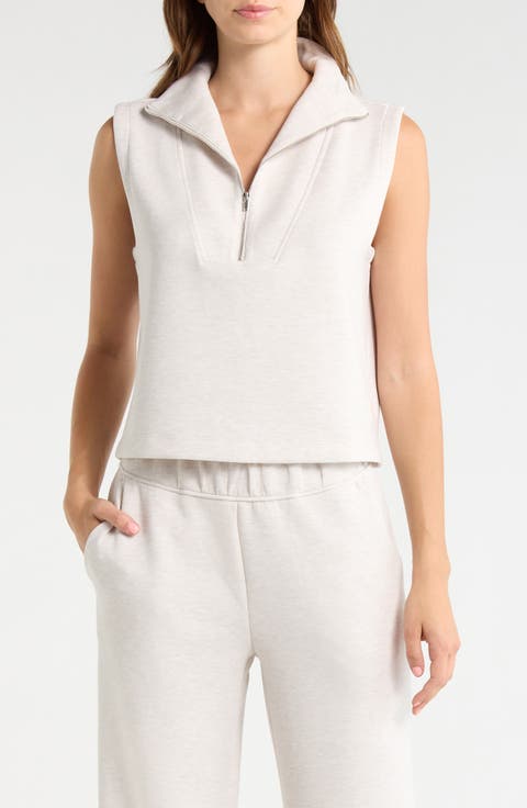 Dreamweave™ Sleeveless Half Zip Mock Neck Top