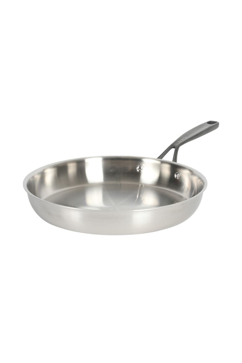 12 Inch Tri Ply Stainless Steel Frying Pan with Lid, Alternate, color, Stainless Steel-Black Handle