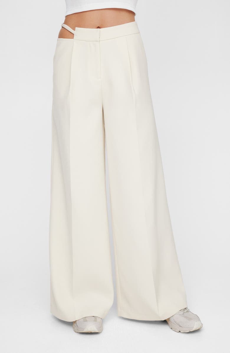 NASTY GAL Cutout Waist Wide Leg Pants, Main, color, 