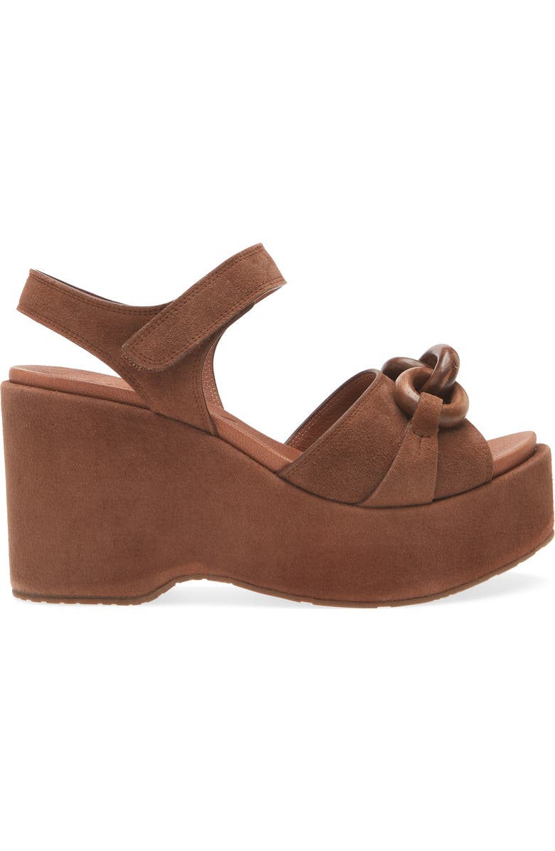 Pedro Garcia Lady Ankle Strap Platform Wedge Sandal, Alternate, color, Spice Plush Suede-Walnut
