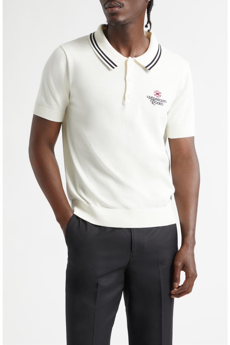 Signature Logo Embroidered Polo Sweater, Main, color, VINTAGE WHITE