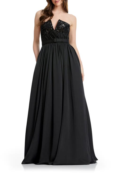 Kristine Sequin Detail Strapless Gown