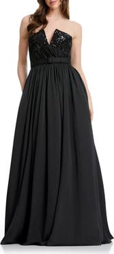Dress the Population Kristine Sequin Detail Strapless Gown