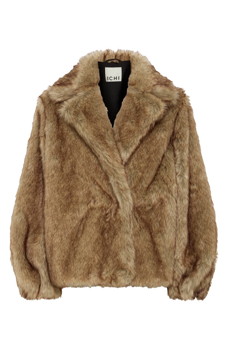 ICHI Faux Fur Jacket, Alternate, color, Fury Brown