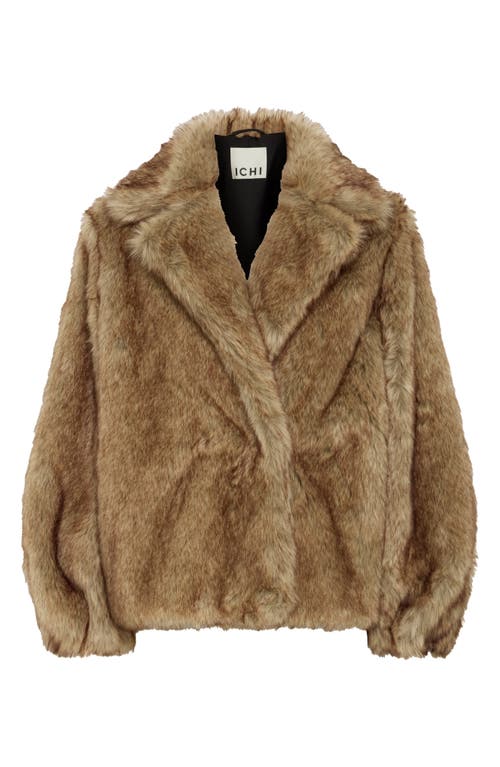 Ichi Faux Fur Jacket In Brown