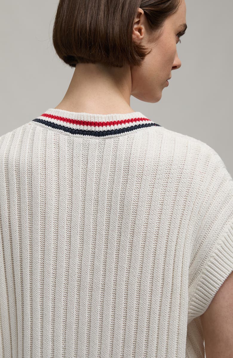 Hunter Stripe Cable Stitch Sweater Vest, Alternate, color, Snow-White