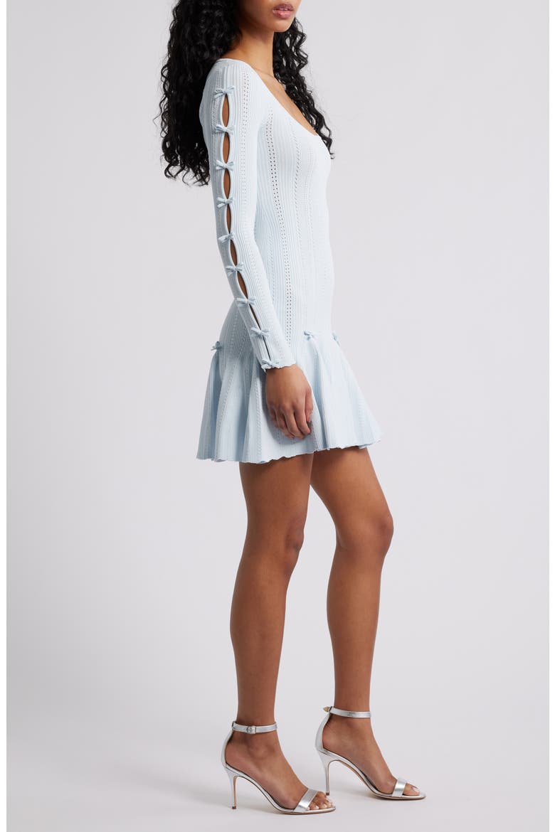 Seychelle Bow Long Sleeve Knit Minidress, Alternate, color, ICICLE BLUE