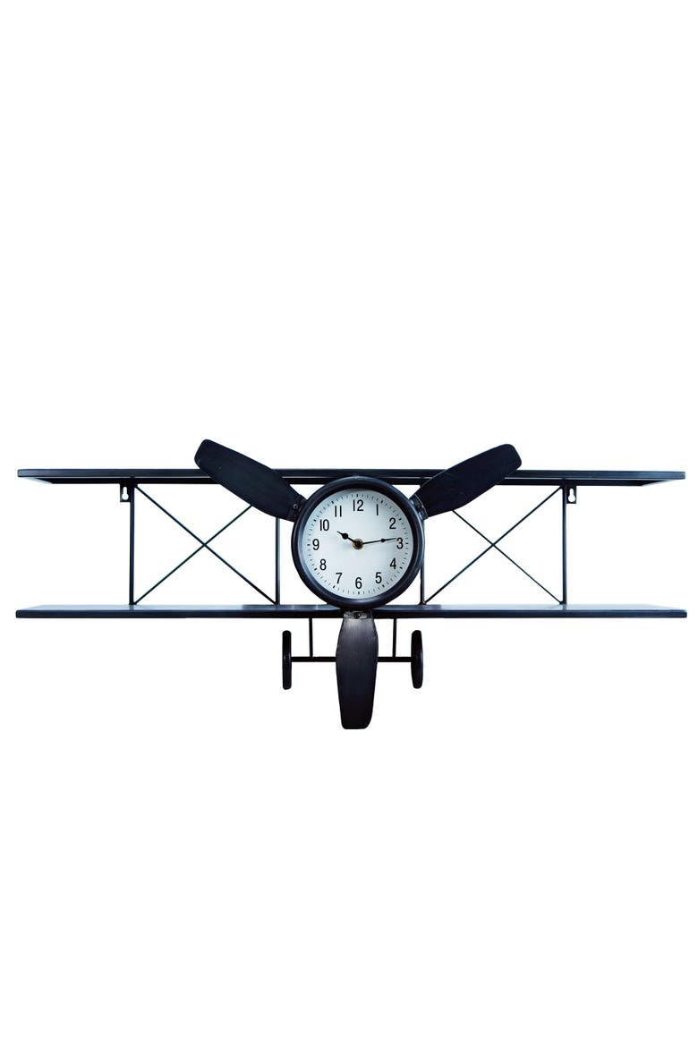 Plane Wall Clock, Main, color, Black