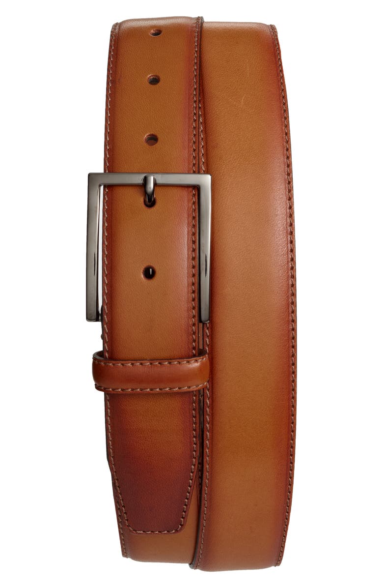 Nordstrom Marco Burnished Leather Belt, Main, color, Cognac