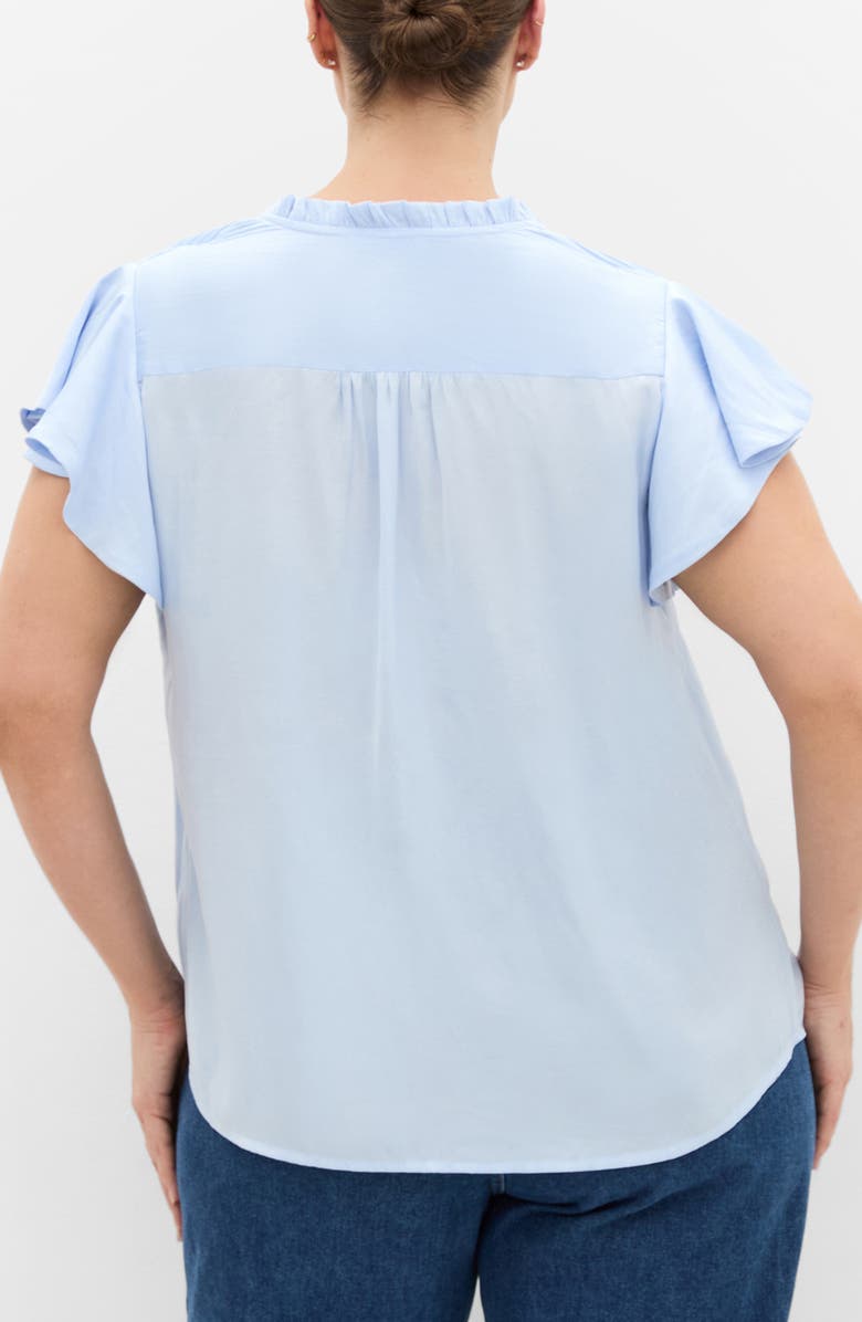 City Chic Drama Queen Woven Shirt, Alternate, color, Sky