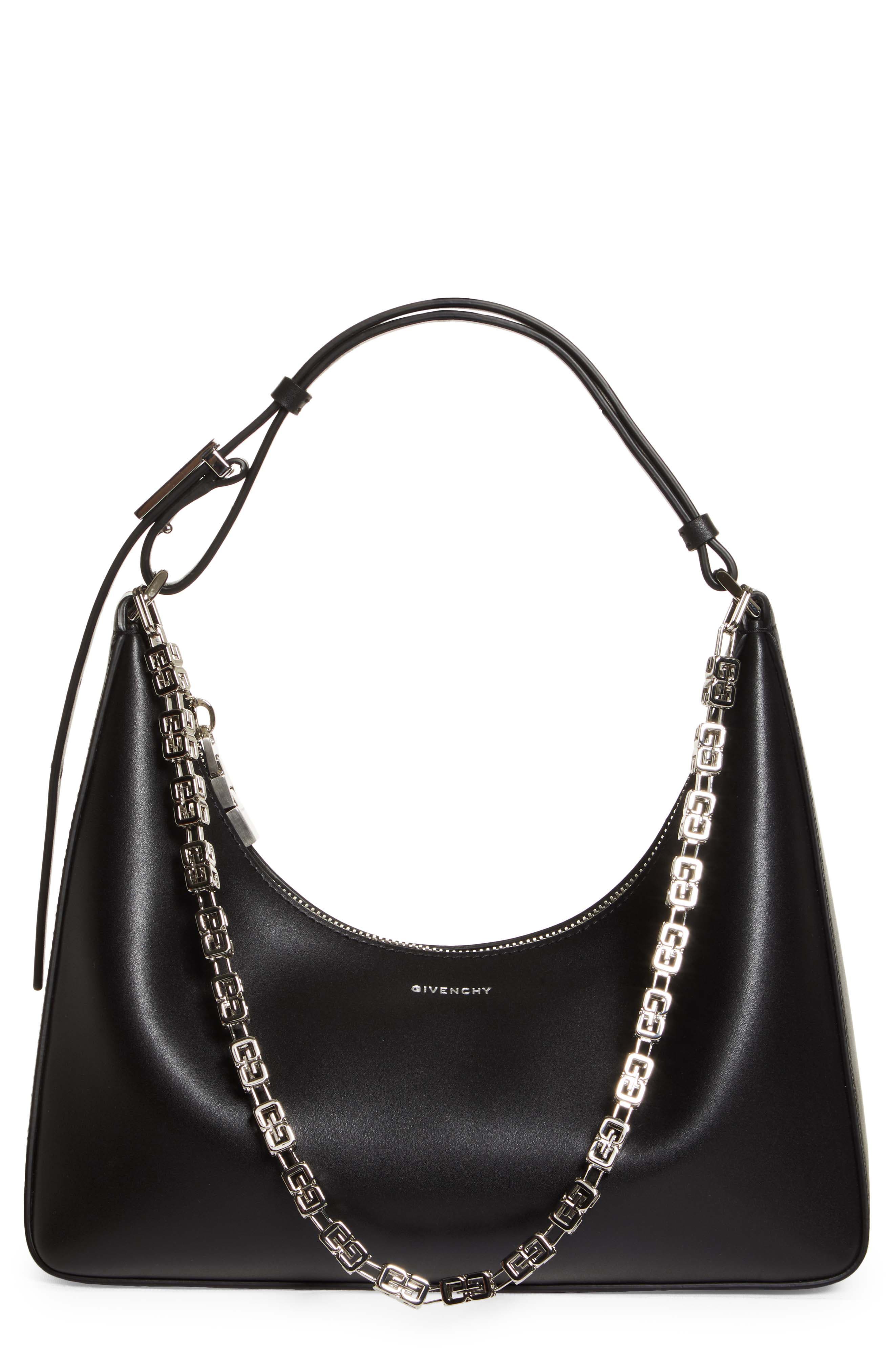 Givenchy Small Moon Cut Out Leather Hobo Bag, Main, color, 