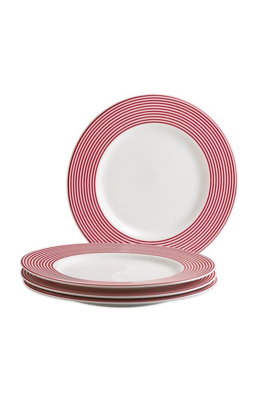 Caskata Newport Crimson Stripe Rimmed Dinner Plate In Red