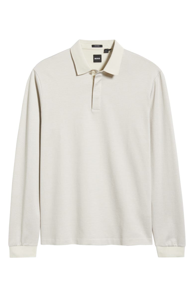 BOSS Pado Long Sleeve Cotton Polo, Alternate, color, Open White