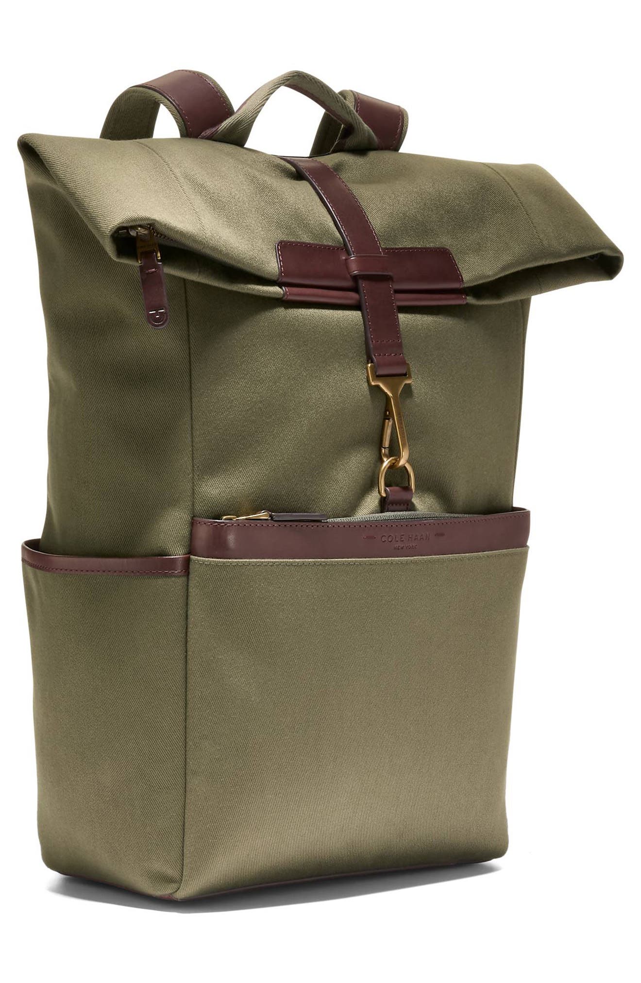 Cole Haan Judson Brushed Twill Backpack, Alternate, color, Olive Green/ Ch Madiera