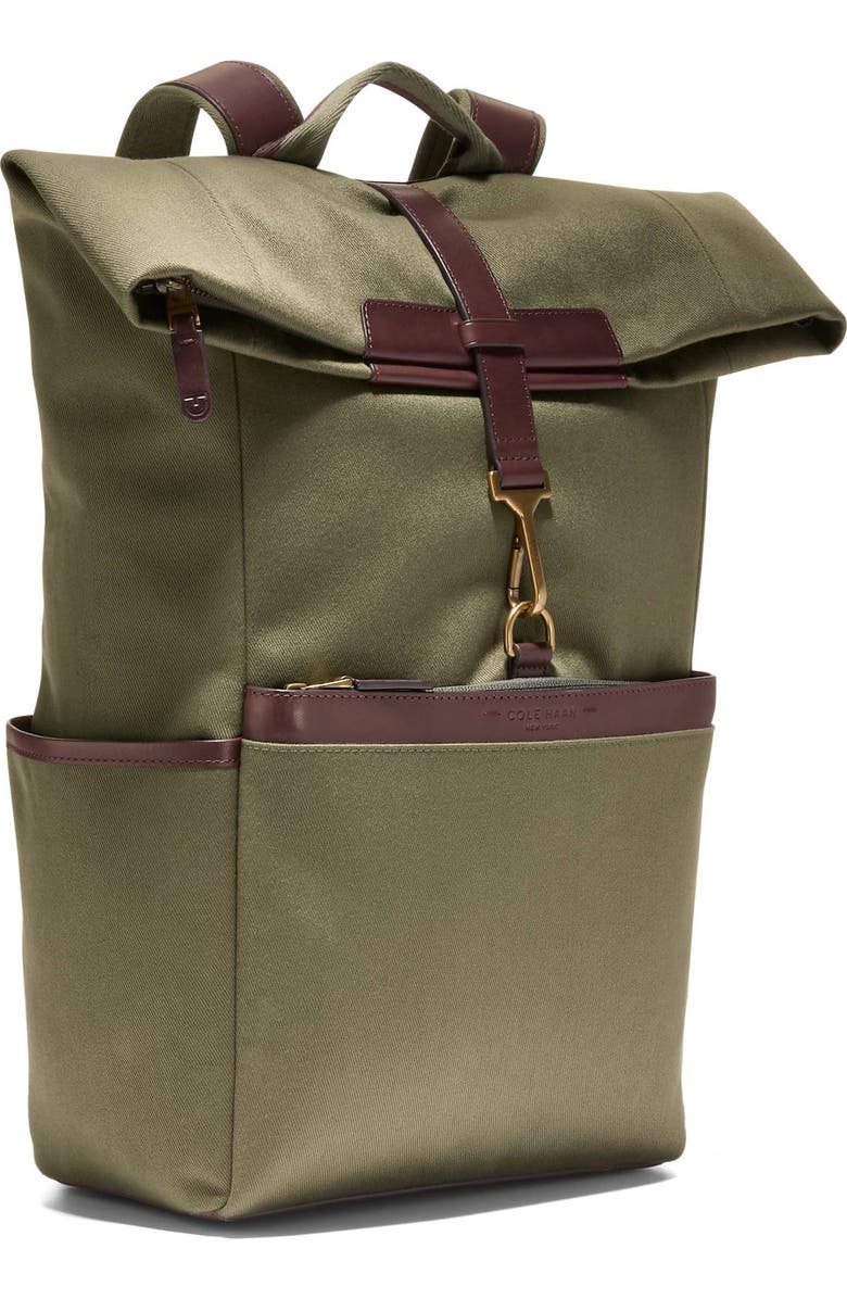 Cole Haan Judson Brushed Twill Backpack, Alternate, color, Olive Green/ Ch Madiera