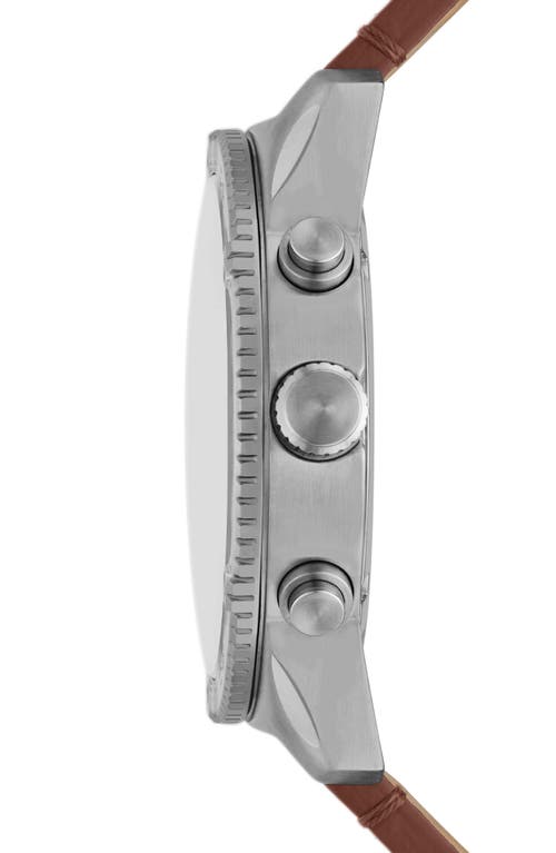 Fossil Brox Multifunction Leather Strap Watch, 50mm In Brown