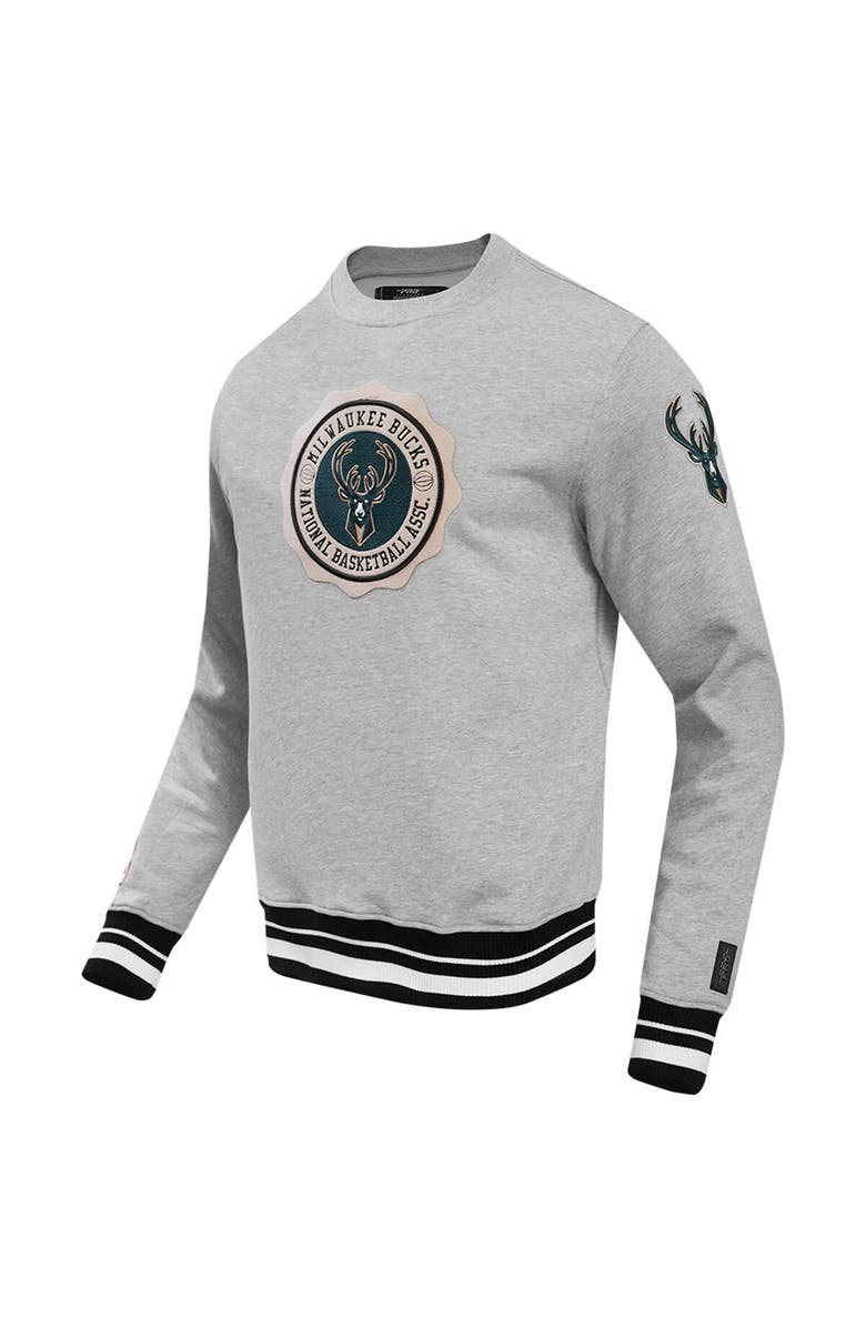 PRO STANDARD Men's Pro Standard Heather Gray Milwaukee Bucks Crest Emblem Pullover Sweatshirt, Alternate, color,