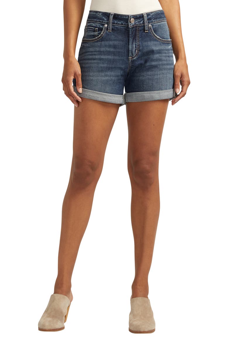 Mid Rise Denim Boyfriend Shorts, Main, color, INDIGO