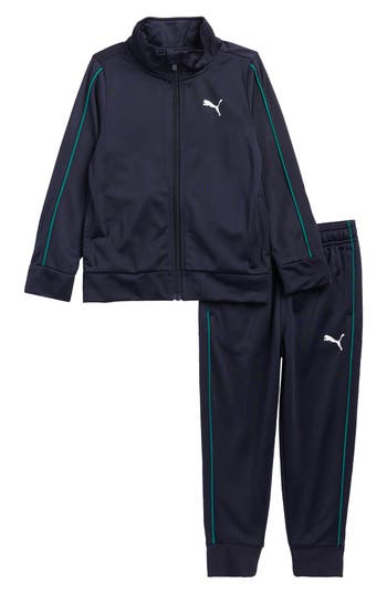 Puma Kids' Logo Print Tricot Track Jacket & Joggers Set In Blue