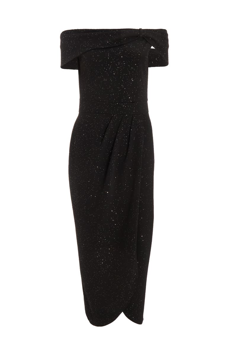 QUIZ Glitter Liverpool Bardot Wrap Midi Dress, Alternate, color, 