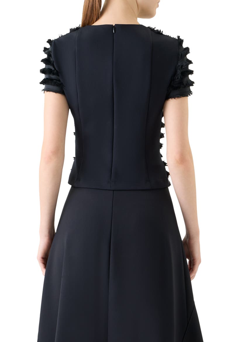 Fringe Stripe Fil Coupé & Knit Top, Alternate, color, BLACK