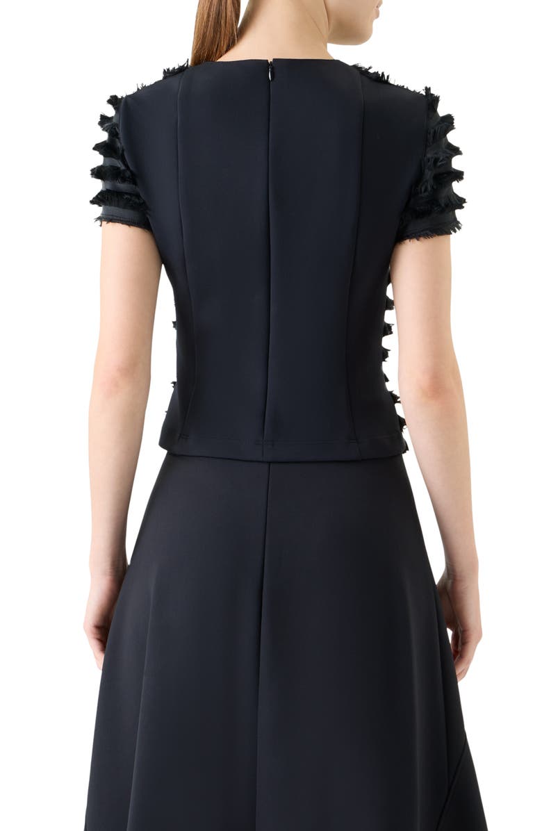 Akris punto Fringe Stripe Fil Coupé & Knit Top, Alternate, color, Black